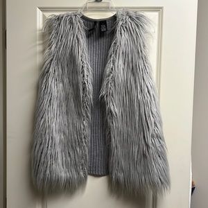 Gray Faux Fur Vest Size L